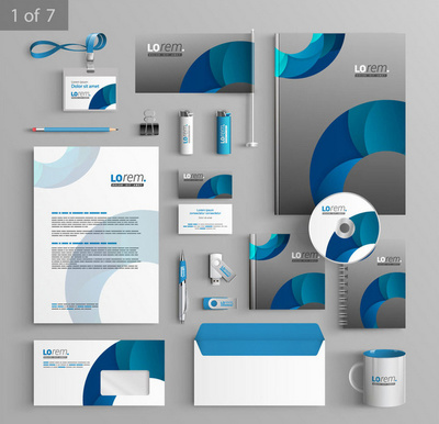 灰底蓝色弧形设计VI 构筑现代企业视觉形象的艺术与策略
